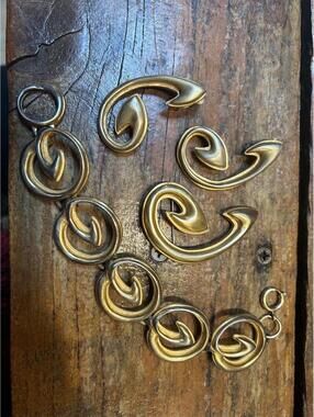 Pomerantz Rodan Movement Bracelet Brooch Pin Earrings Set Vintage Modernist